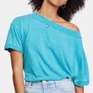 Free People Viola Oversized Tee Shirt Aqua Women's Size Medium New with tags Smo